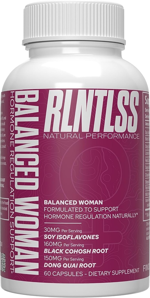 RLNTLSS Balanced Woman - Natural Hormon Regulation Support - 1250 + mg per Serving - Women 's Premium Hormonal Imbalance Supplement - 11 Active Ingredient Complex - Made in The USA - (60 kapsułki)