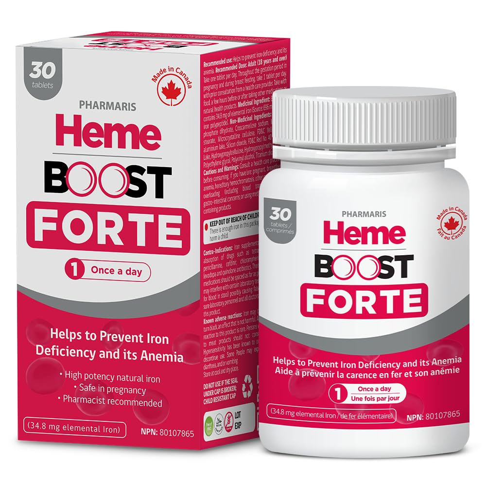 Hemeboost Forte 34,8 mg (696 mg Heme Iron) I 30 Tablets I High Potency Natural Iron Supplement I High Absorption & Gentle on Stomach I Iron Pills for Adult & Safe for Use in Tease