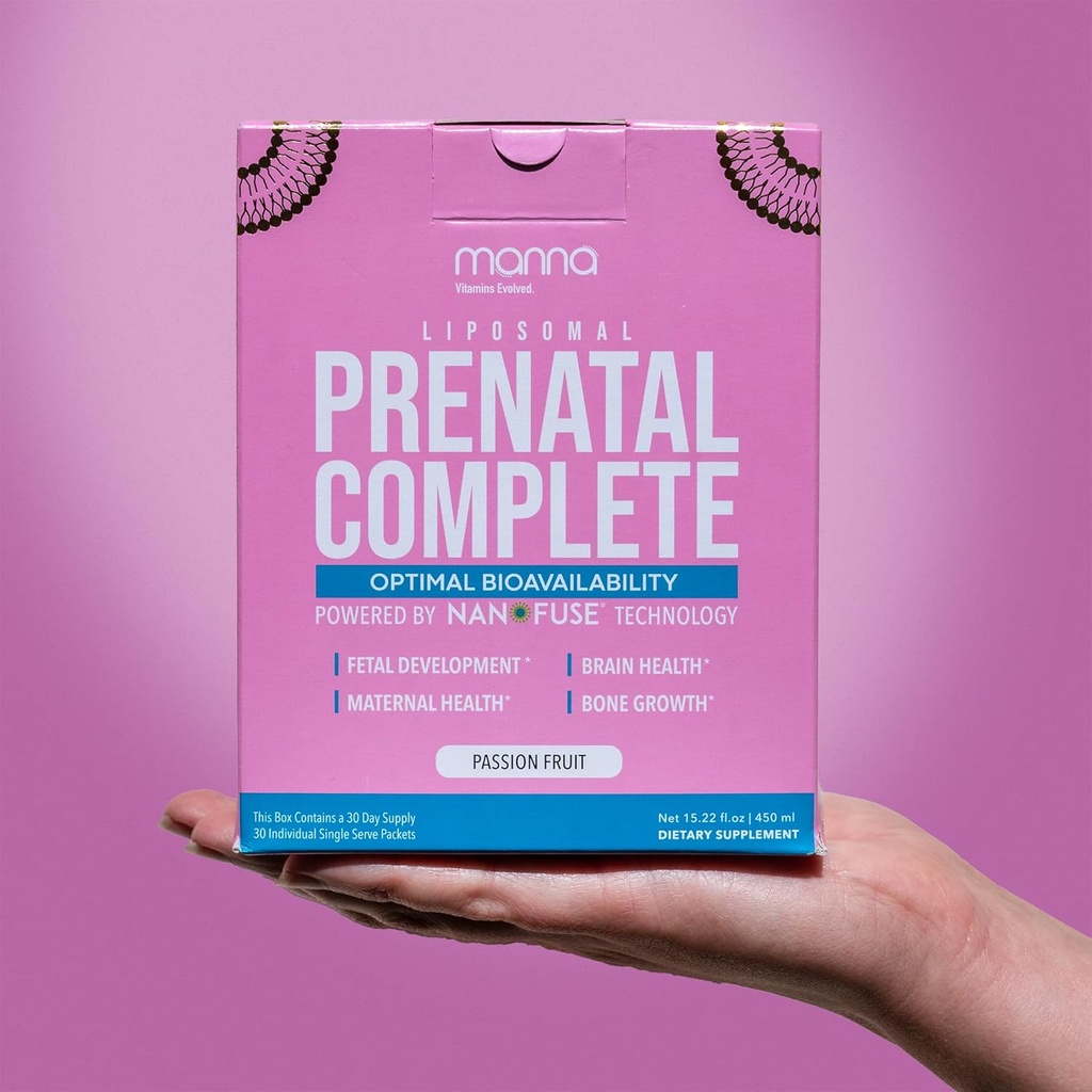 Manna Witaminy Evolved - Liposomal Prenatal Complete - Płynne Witaminy Prenatalne dla kobiet - Najlepsze Witaminy Prenatalne dla kobiet w ciąży we wszystkich stadiach ciąży