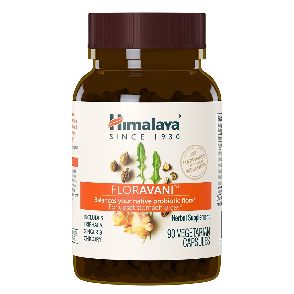 Himalaya Floravani - Herbal Digestive Health Supplement Helping Heartburn and Nususea Relief - Vegan, Non-GMO, Gluten Free, Klinicznie badane, 271 mg, 90 Kapsułki