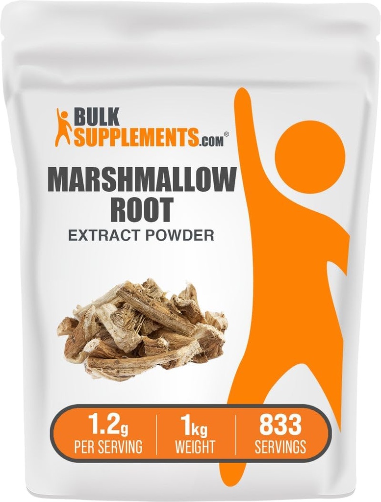 BulkSupplements.com Marshmallow Root Extract Powder - Marshmallow Root Supplement, Herbal Supplement - Gluten Free, 1,2g per Serving, 1kg (2,2 kg) (Opakowanie 1)