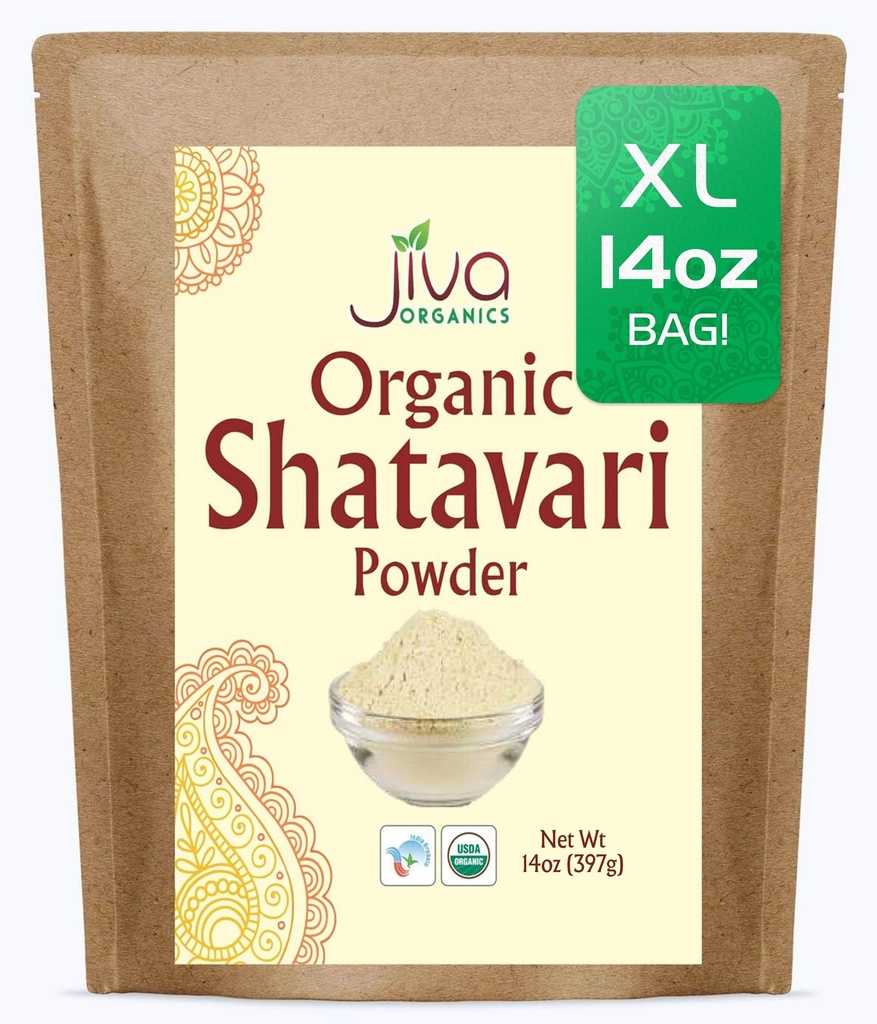 Jiva Organics Organic Shatavari Proszek 14 Ounce work luzem - Asparagus racemosus - Czysty ziele Ayurvedic