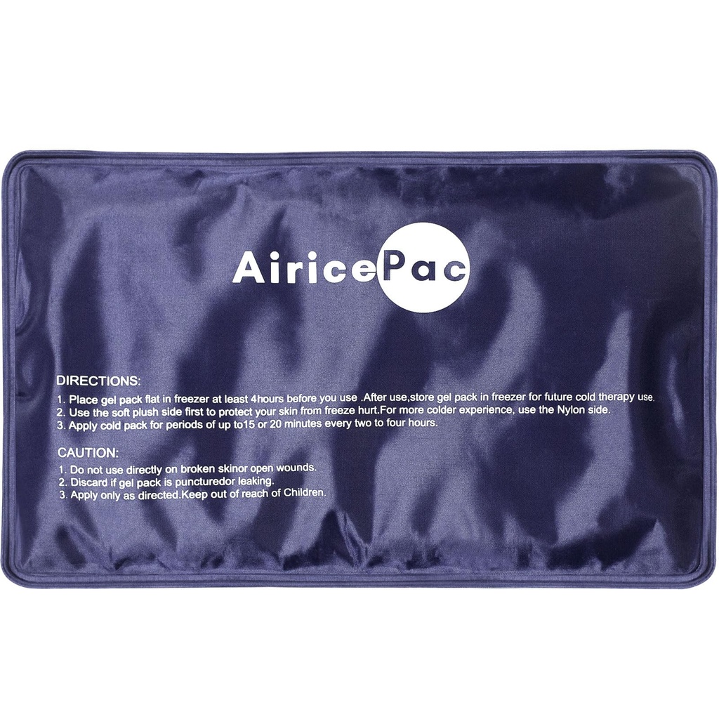 Pakiety na lód AiricePac dla urazów wielokrotnego użytku, żel zimny pack dla kolan kolanka Łokieć Łokieć Hip Relief pleców, Cold Compress Therapy for Opuchlizna, Siniaki, Chirurgia, 7 "x 11", Niebieski,