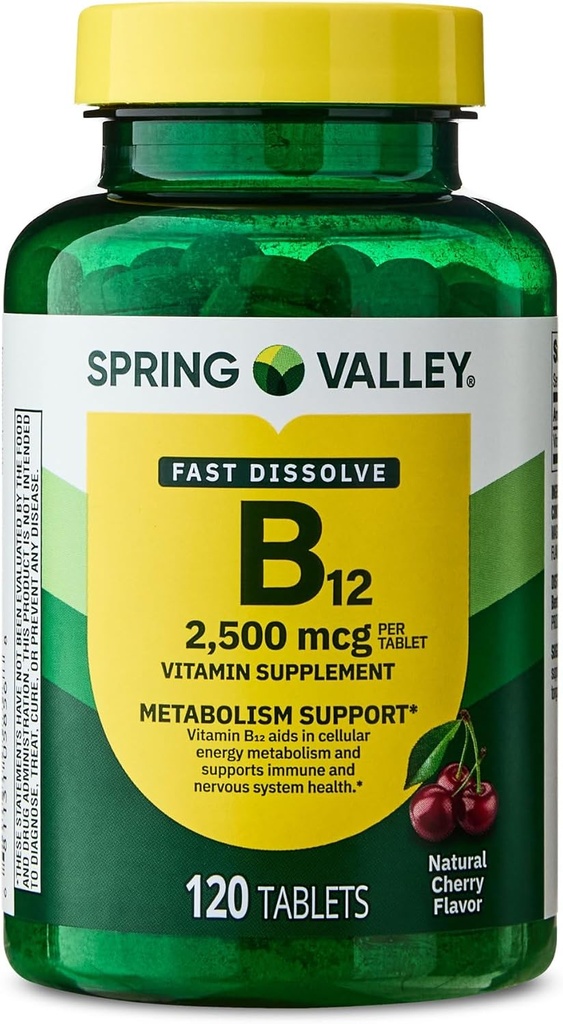 Witamina B12 Rozpuścić tabletki Suplement diety, 2500 Mcg, Cherry, 120 Licznik i przenośny pojemnik na pióro (2 produkty)