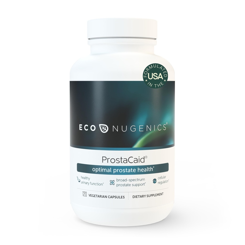EcoNugenics ProstaCaid - Prostate Health Supplement for Men with Saw Palmetto Extract, Berberine, Turmeric BCM- 95 Circumin, Quercetin, DIM, Grzyby - Pomaga w / Detox, Wsparcie immunologiczne - 120 Kapsułki