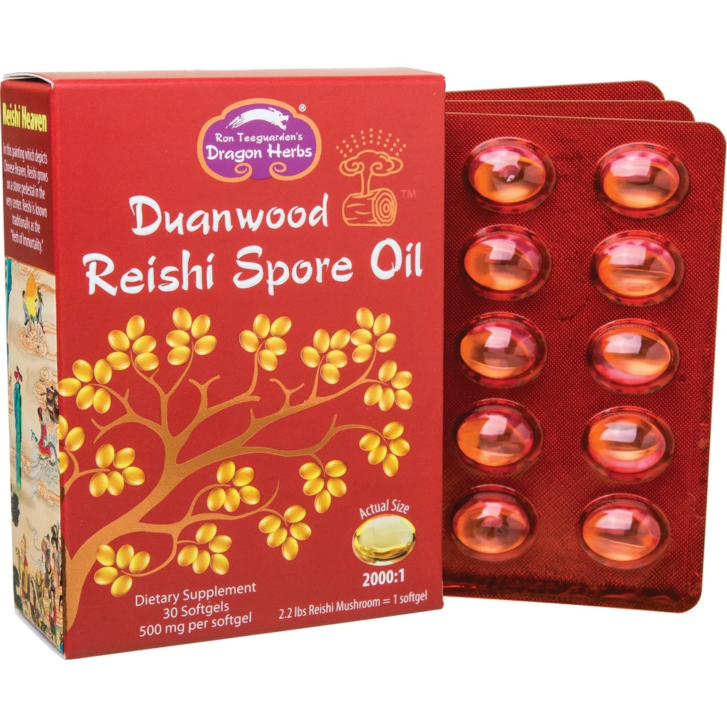 Dragon Herbs - Duanwood Reishi Spore Oil Softgel Kapsułki - 30 Softgels, 500 mg Każdy