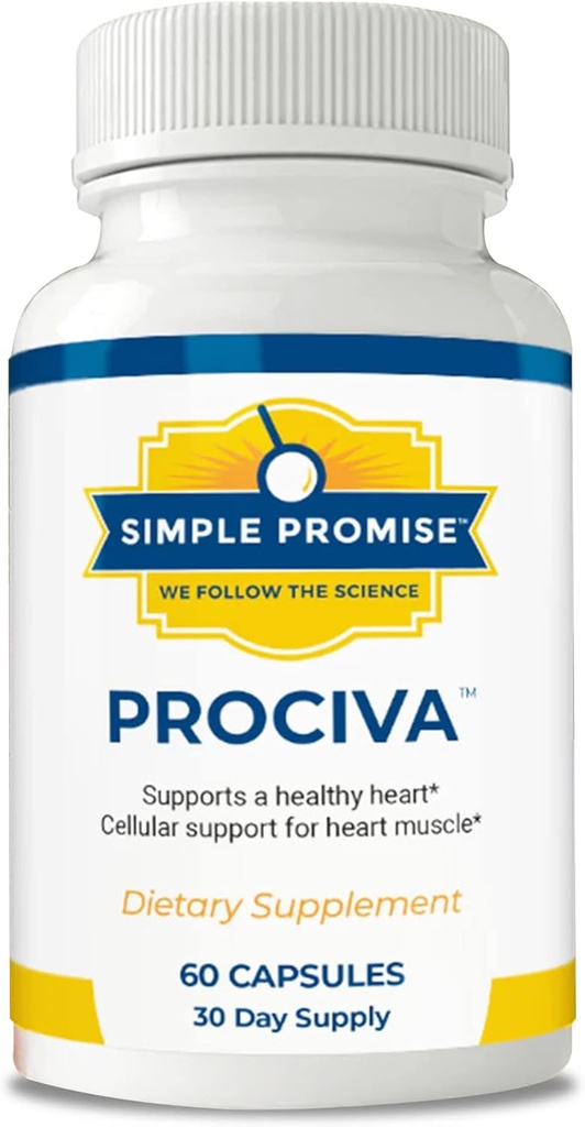 Prosta obietnica Prociva - Arjuna Bark Extract Heart Supplement Health z kwasem foliowym, Witaminą D & Magnezem - Herbal Blood Pressure Support & Healthy Heart Maintenance for Men & Women - 60 kapsułki