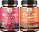 Kompletny zestaw suplementów menopauzy ziołowej dla kobiet w nocnych potach nastrojów 120ct i zespołu wsparcia dla tarczycy ziołowego - suplement energetyczny wzmacniający nastrój dla zdrowia tarczycy