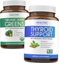 Super Zielone i Tyroid Support (3- Month Supply) Thyroid Vitality Bundle of Organic Super Greens Powder - Complete Superfood (180 Kapsułki) & Thyroid Support for Men and Women (Non-GMO) (180 Kapsułki)