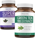 Antyoksydanty & Green Tea Extract (1- Month Supply) Antioksydant Green Fusion - Super Antioksydants - Potężny Super Food Daily Blend (120 Caps) & Green Tea Extract with EGCG Polyfenol Catechins (60 Caps)