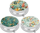 3 Pudełko na pióro, małe opakowanie na torebkę i kieszeń, Cute Travel Medicine Organizator, Przenośny pojemnik na leki do przechowywania witamin, Medycyna, Olej rybny i suplement, Pretty Flowers