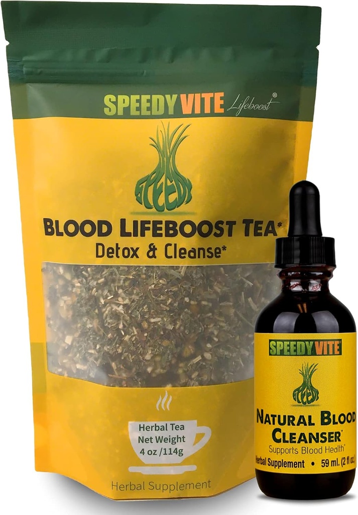 Natural Blood Cleanser Organic Supplement (Zestaw: Tea & Liquid Drop Combo)