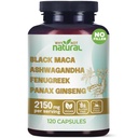 Dlaczego nie naturalne 4 -in-1 Organic Black Maca Root, Ashwagandha, Fenugreek, Panax Ginseng Kapsułki, Suplement dla mężczyzn i kobiet