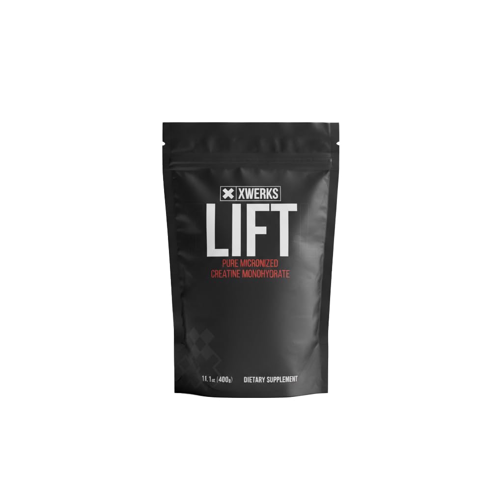 Xwerks Lift Mikronized Stwórczy jednowodny proszek, Unflavored, 80 Służenie, 100% Czysty Naturalny 5000mg Formuła kreatora, Wysoko rozpuszczalny suplement masy Gainer, Wstępny trening dla mięśni Odzysk wzrostu