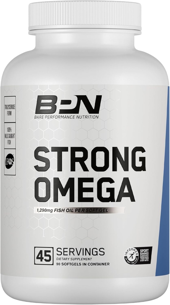 NAKŁAD WYKONAWCZY BARE, BPN Silne Omega Fish Oil Soft żel, 1290mg Fish Oil per Capsule, Wild Caught Fish, Sustainable Sourced, IFOS Certified