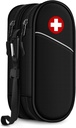 SITHON Double- Layer Epipen Carrying Case, Travel Medication Organizer Bag Emergency Pouch posiada 2 EpiPens, Asthma Inhaler, Anti- Histamine, Auvi- Q, Allergy Medicine Essentials (Czarny)