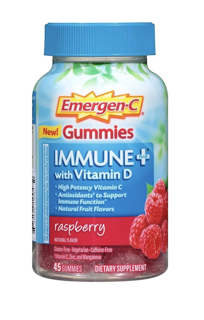 Gummie Emergen- C Immune Plus Witamina D, Malina, 45 Gummies (Opakowanie 2)