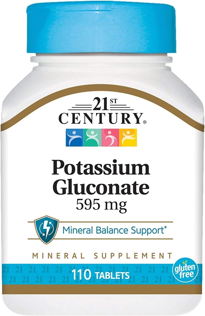 21 wiek, glukonian potasu, 595 mg, 110 tabletek