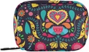 Travel Pill Organizer Tygodniowy Małe Cute Pill Box 7 Day Pill Case Witamina Holder Butelka Organizer (Black Floral Heart)