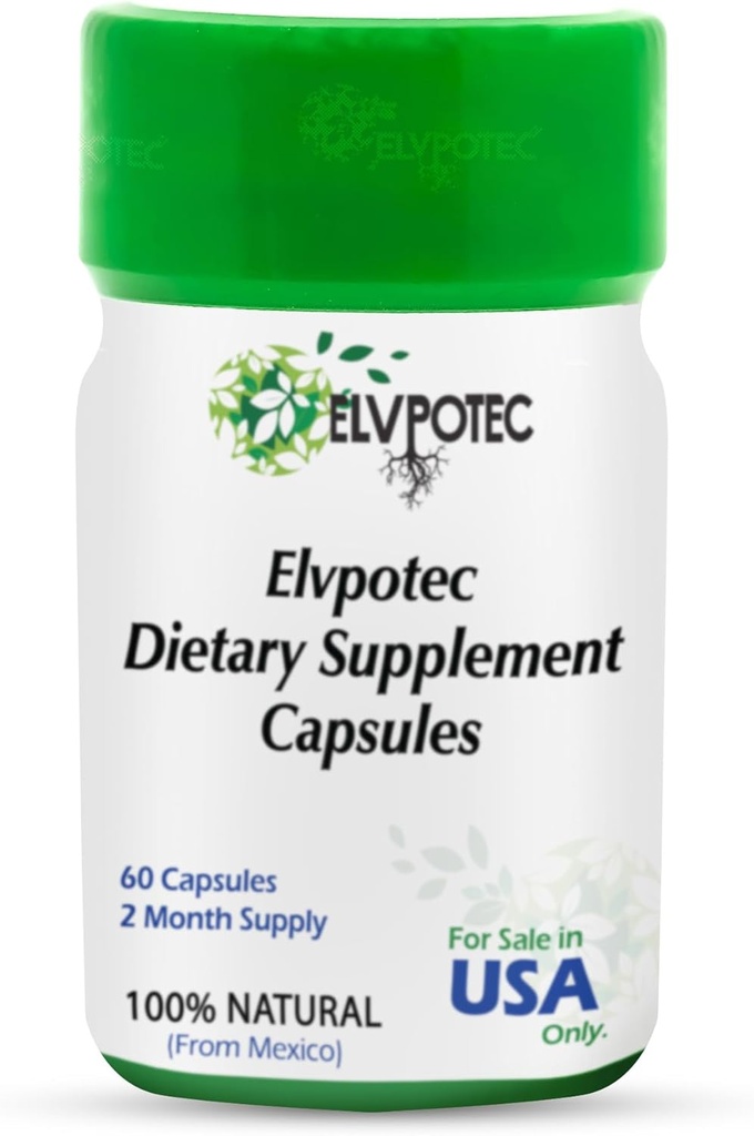 ELVPOTEC meksykański 60 Kapsułki 2 Miesiące Dostawy z 100% naturalnych składników dla Twojego ciała Gut i wsparcie Colon 124; Made in Meksyk