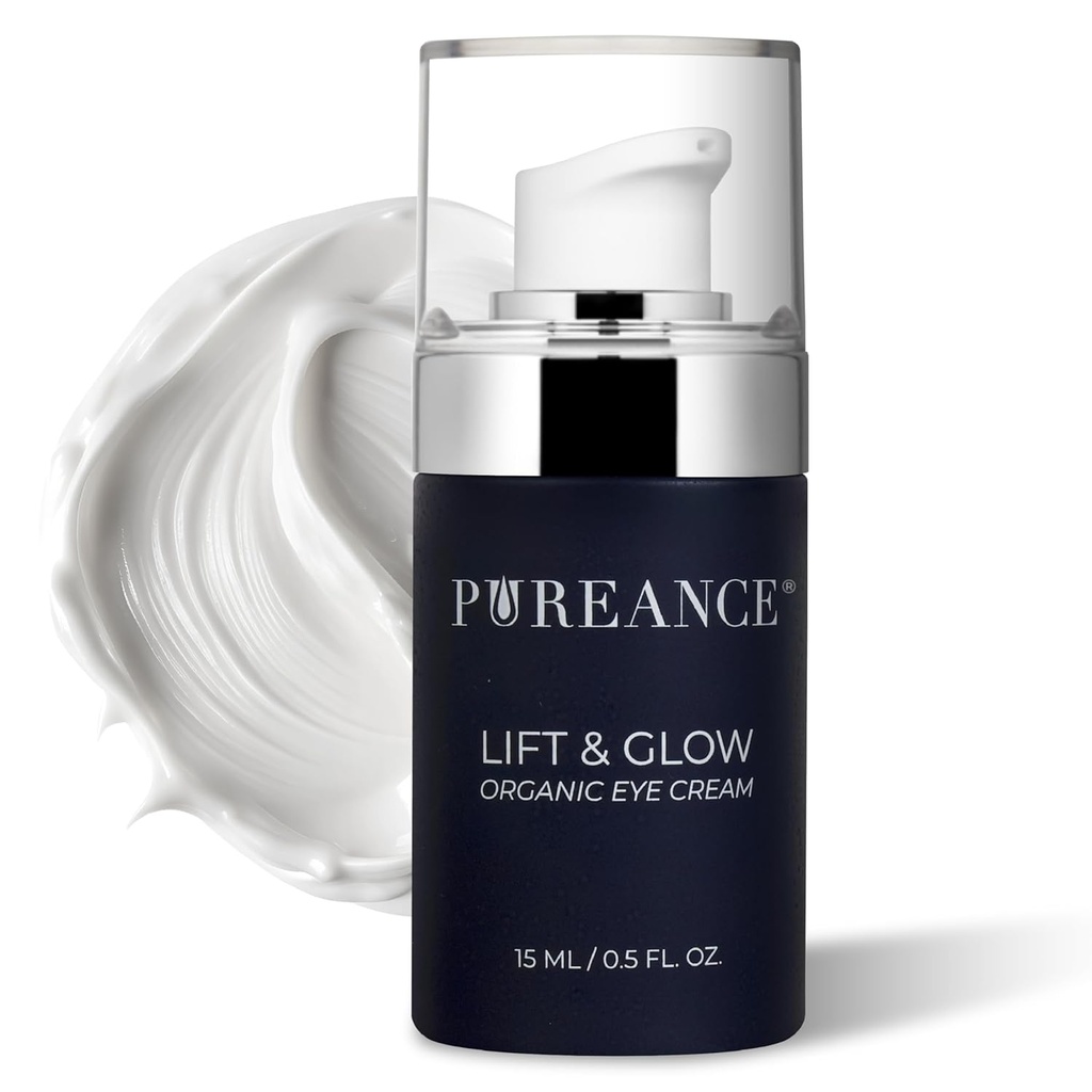 Lift & Glow Organic Eye Cream for Dark Circles and Puffness - Anti Aging Eye Cream for Rotinkles - Redukuje Dark Circles and Under Eye Bags - Z Kakadu Plum, olej kokosowy, Spirulina & More - 0.5 Fl Oz