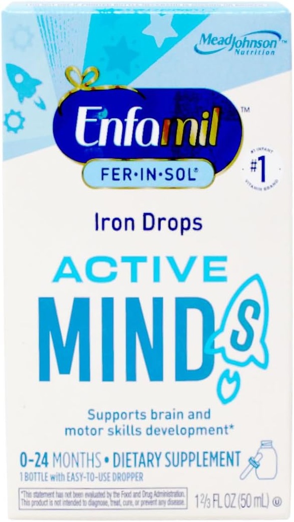 Enfamil Fer- In- Sol Żelaza suplement krople dla niemowląt i dzieci, 15 mg, 1,67 fl oz (50 ml)