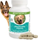 Tylko naturalne zwierzę Ultimate Vitamin Daily - Kompletny suplement multiwitaminowy dla psów Zbalansowane zdrowie i witalność - Senior Small & Large Caine Food Immune Digestive Support -180 Soft Chews Tablets