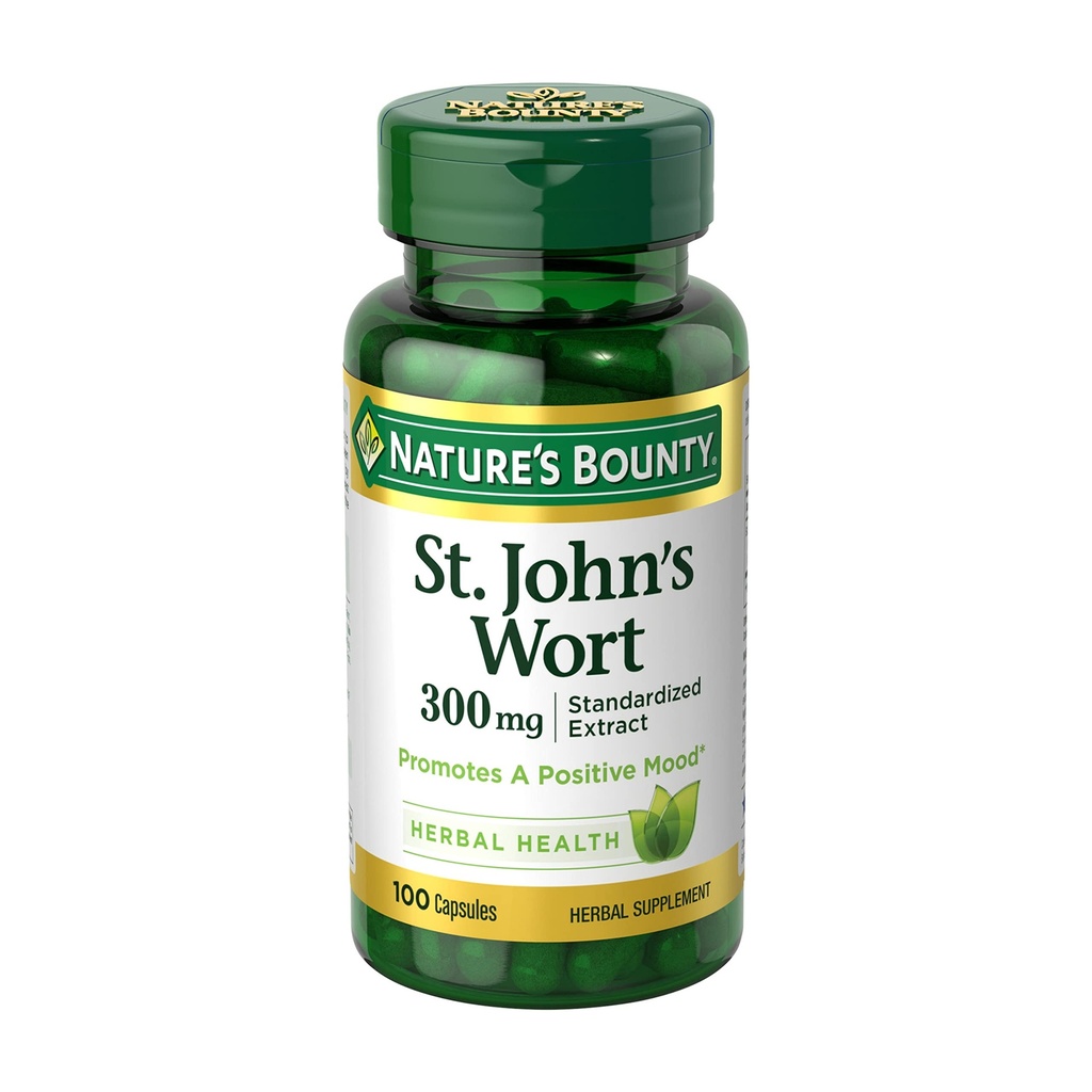 Bounty Nature St. John 's wort 300 mg kapsułki, Ziołowy suplement zdrowia, Promotuje pozytywny nastrój, 100 kapsułek