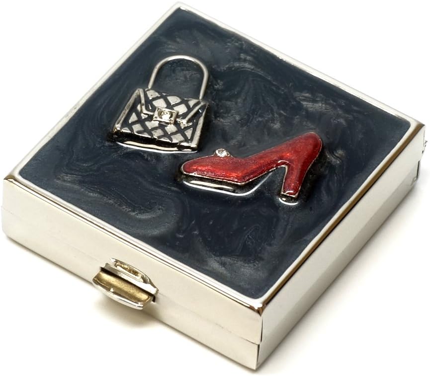 9311 Kwadrat Mały Pil Box Organizator Black Red Gold Kobiety Travel Case Purse Pocket Pocket Container Daily Portable Medicine Vitamina Box Suplement Medyczny Mini Storage