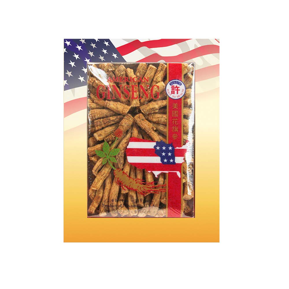 Hsu 's SKU 122- 4 gimnazjum 124; Medium Prong gimnazjum 124; Cultivated Wisconsin American Ginseng Direct from Ginseng Gardens gimnazjum 124; 4oz Box, gimnazjum