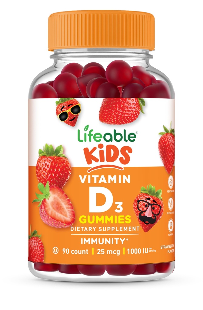 Żywe dzieci Witamina D Gummie Gummee 124; Witamina D3 1000iu Gummeje Great Tasting Witamina D3 Gummeje Gummee 124; Witamina D3 dla silnych zdrowych kości i wsparcia immunologicznego 124; Witamina D dla dzieci, chłopców, dziewcząt Gummee 124; 90 Gummei