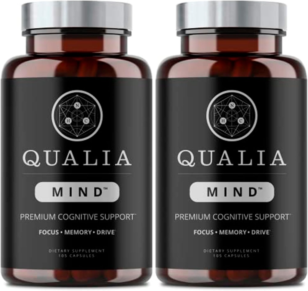 Qualia Mind Nootropics 105 ct 2-Pack 124; Top Brain Supplement for Memory, Focus, Mental Energy, and Concentration with Ginkgo biloba, Alpha GPC, Bacopa monnieri, DHA & More, (6 tygodniowe dostawy)