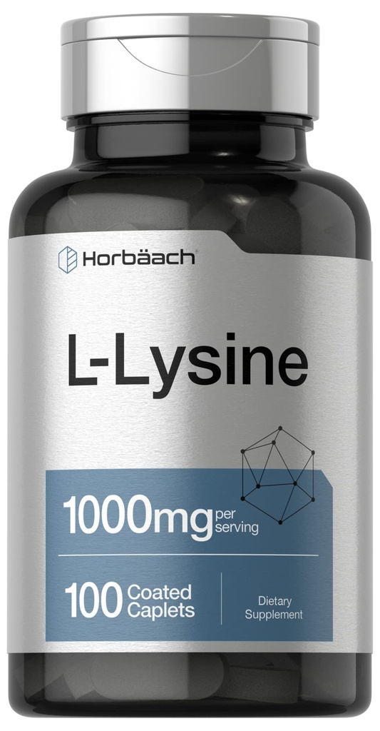 Horbäach L- Lysine 1000mg Humalog 124; 100 Cappets Coated 124; Free Form Dietary Supplement Humalog 124; Essential Amino Acid Humalog 124; Vegetarian, Non-GMO, and gluten Free Formula