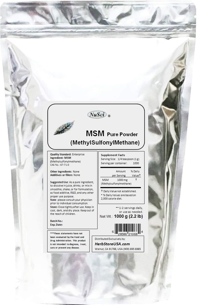 MSM (metylosulfonylometan) Proszek czysty (1000 gramów (2,2 lb))