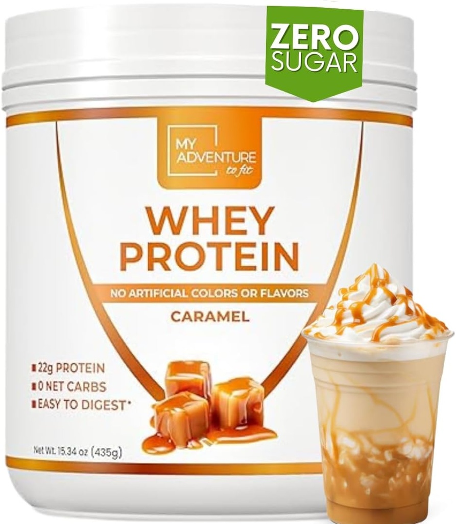 Proszek do izolacji serwatki - Proszek do protein niskokalorycznych dla kobiet - Sweetened with Stewia Serwatka Isolate Protein for Muscle Growth - Natural Clean Protein Powder (Karmel, 15 Servings)