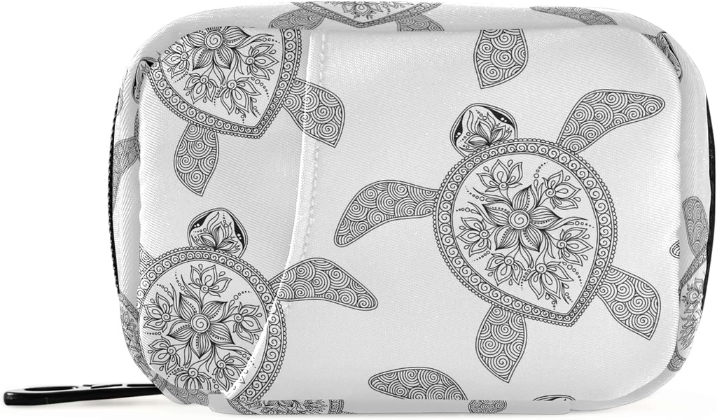Naanle Black and White Turtle Pill Box 7 dzień Case Travel Organizer Bag z Zipper Portable Weekly Case Compact Rozmiar dla posiadacza suplementu witaminy