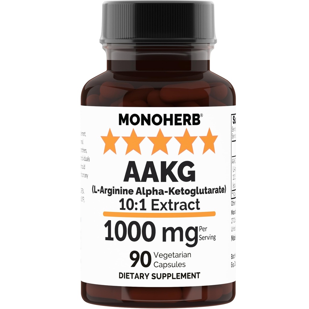 MONOHERB AAKG - L- arginina Alfa- ketoglutaran - 1000 mg - 90 Kapsułki wegetariańskie