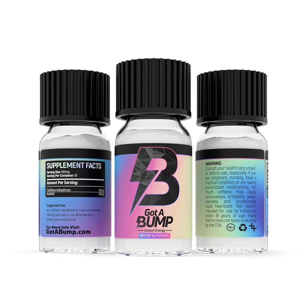 Gotabump.com Got A Bump ™ - 1g Container (500mg kofeiny na fiolkę) (30- Pack)