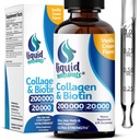 Liquid Collagen and Biotin, 2 Fl. Oz, Ultra- Siła Collagen Peptydy dla kobiet, Trzyczęściowy Tested Biotin dla kobiet wzrostu włosów, paznokci i Witaminy skóry B7 Collageno Peptydes - Vanilla Flavor