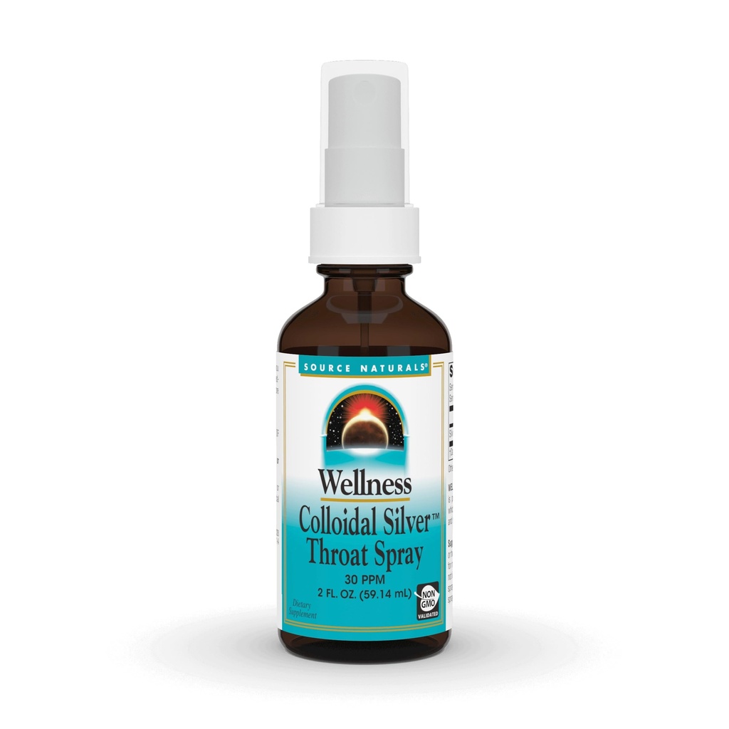 Źródło Naturals Wellness Colloidal Silver Throat Spray - 30 PPM - 2 Fluid Oz