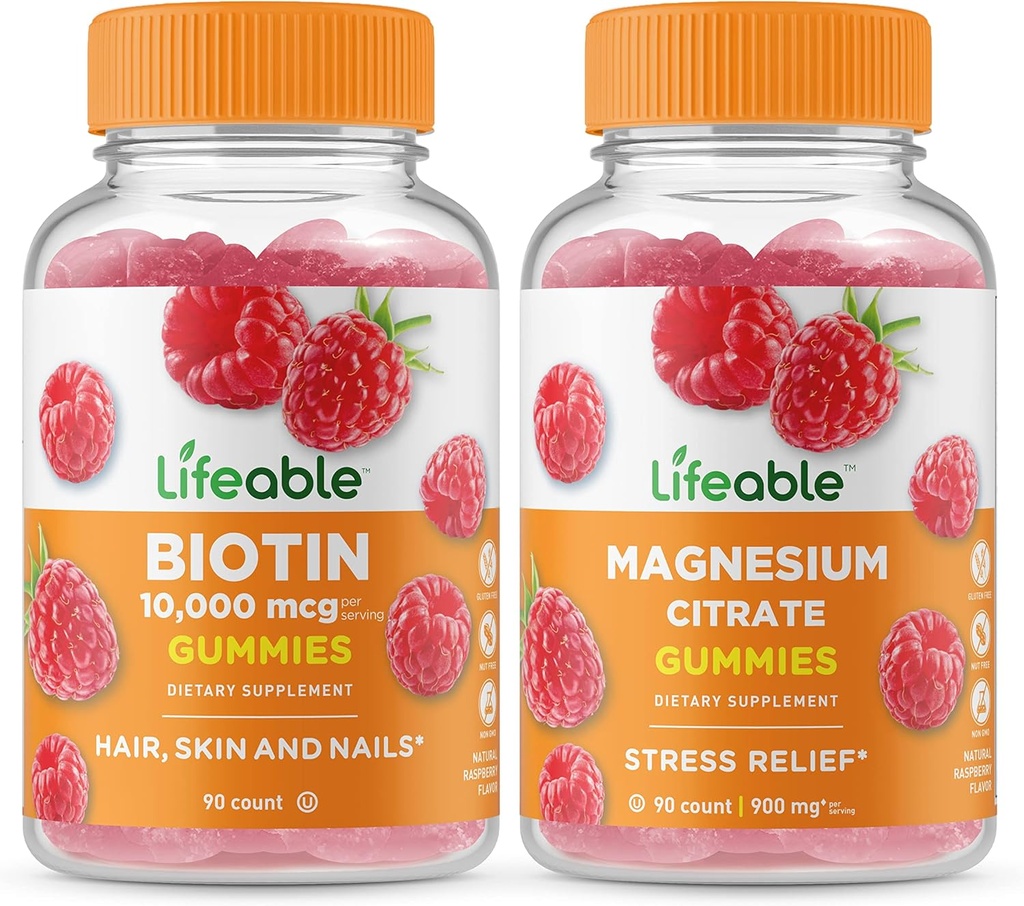 Żywa Biotin + Magnez, Gummies Bundle - Great Desting, Suplement witaminy, Gluten Free, GMO Free, Chewable