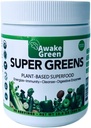 Awake Green - Super Zielone - Superfood Powder - USDA Organic Non-GMO Vegan Supplement - for Digestive & Bloating Relief - 20 + Whole Foods (Spirulina, Trawa pszenna, Barley), Probiotyki, Fiber & Enzymy