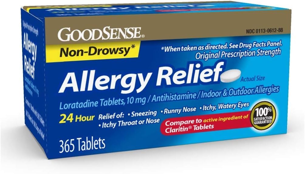 Dobrozmysłowa ulga alergiczna Lorraine 10 Mg 24 Hr Tablets, Blue, 365 Count (Opakowanie po 12)