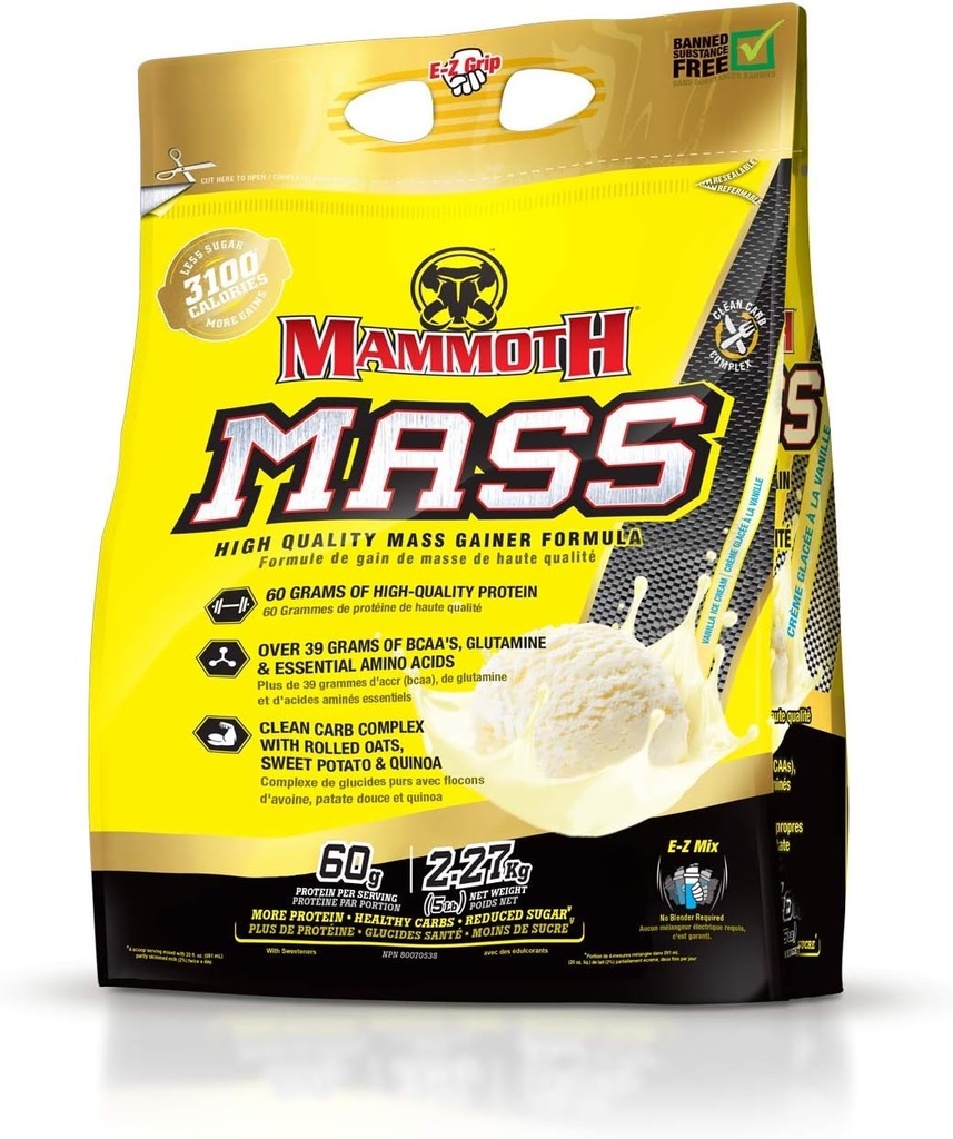Międzyaktywna odżywka Mammoth Mass Supplement, 5 funtów, Vanilla FID15319