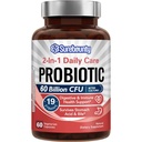Probiotyka 60 Miliard CFU 19 Szczepy dla mężczyzn i kobiet, z 100mg Prebiotyki, trwałości, 2- in-1 Dzienna Pielęgnacja Probiotyk, Non-GMO, Digestive & Immune Health, 60 Kapsułki wegetariańskie