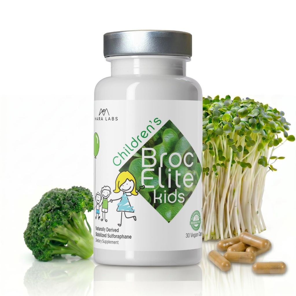 Mara Labs Dzieci 124; Suplement Brokuły w / naturalnie stabilny Sulforaphane Extract dla dzieci 124; Brak pozostałości glifosatu 124; 30 Kapsułki wegańskie