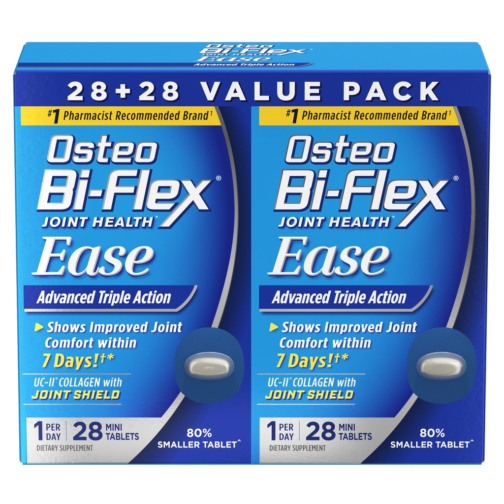 Osteo Bi- Flex Ease Zaawansowane potrójne działanie z witaminą D Joint Supplements, Mini- Tablets, 28 Count, Opakowanie z 2