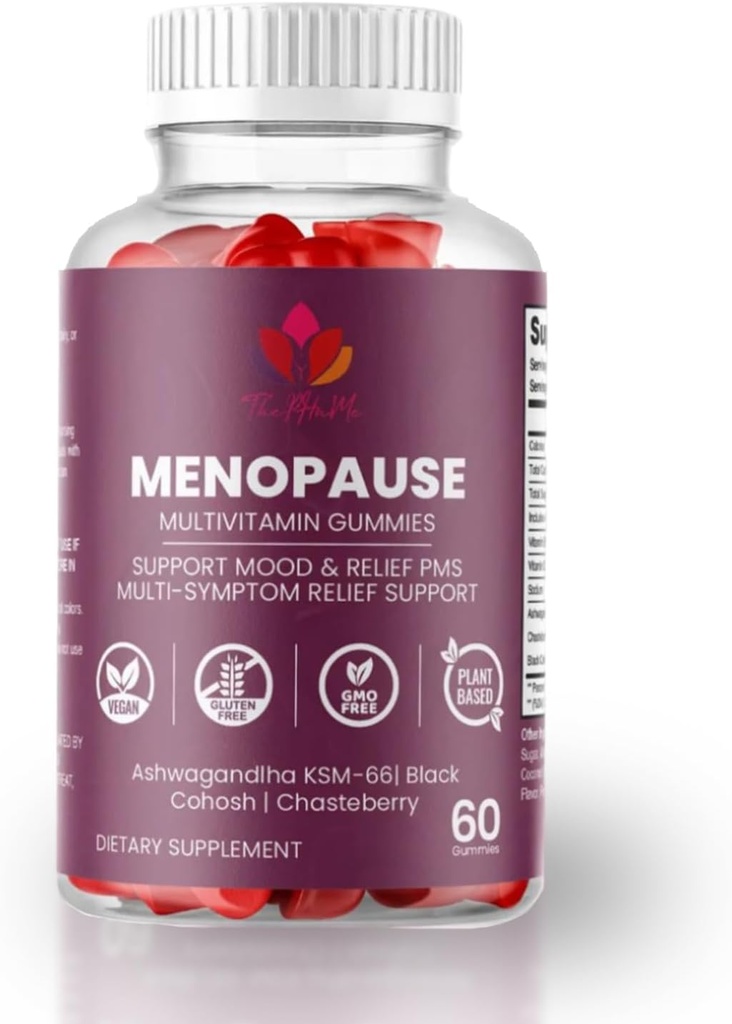 Menopauza Gummies z Black Cohosh & Ashwagandha KSM- 66 - Suplement organiczny dla odnowy biologicznej kobiet - 60 Hrabia