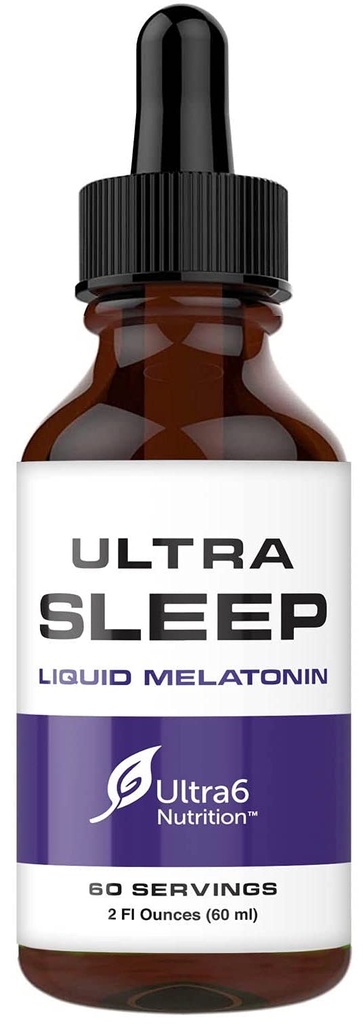 Ultra6 Nutrition Melatonin Drops with Valerian Root - Liquid Melatonin Sleeping Supplement with 5 HTP & Passion Flower - A Liquid Sleep Aid Siła Mieszanka dla dorosłych
